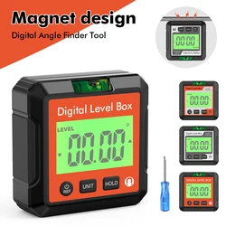 Mini Digital Angle Meter 4*90° Inclinometer With Magnetic Base Level Finder Protractor Angle Ruler Measuring Tool