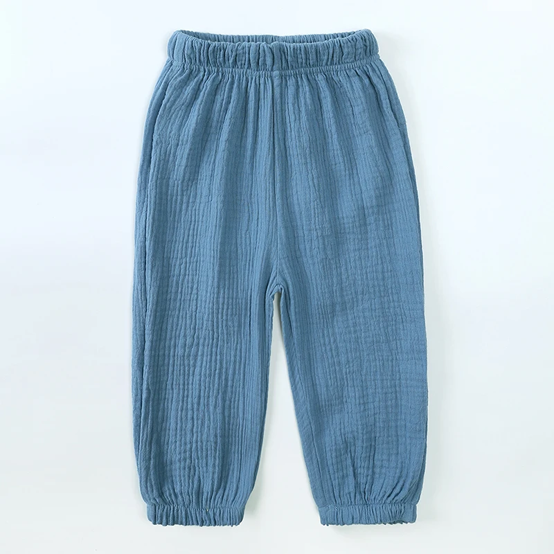 2024 Kinder Sommer coole Hosen feste Baumwolle Leinen Elastizität Kleidung für Jungen Mädchen 12m-8t koreanische Freizeit hose Teenager-Hose – Detail 2