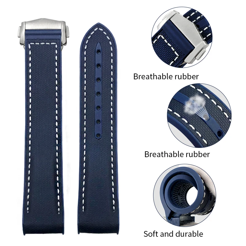 19 مللي متر 20 مللي متر 21 مللي متر 22 مللي متر عالية الجودة النايلون ساعة مطاطية الفرقة ل أوميغا Speedmaster Moonwatch ساماستر وأشار للطي مشبك حزام