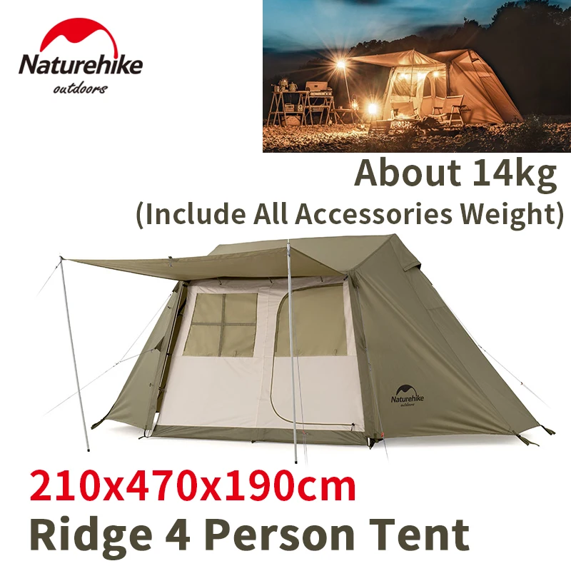 Naturehike Village 5.0 Automatic Tent Outdoor Camping Thickened Waterproof Windproof Hut Tent Breathable 4 Persons Tourism Tent