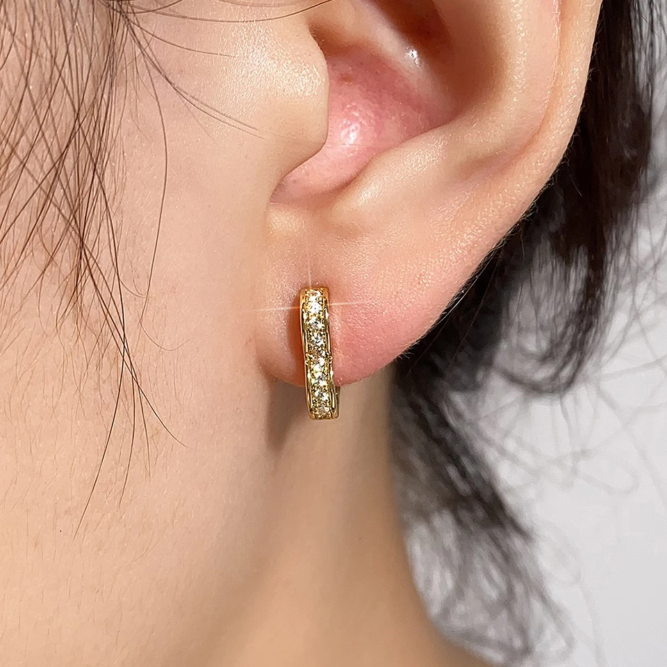 Small Heart Hoop Earrings Women Luxury Micro Paved CZ Crystal Earrings Gold-Color Girls Fashion Party Jewelry Gifts