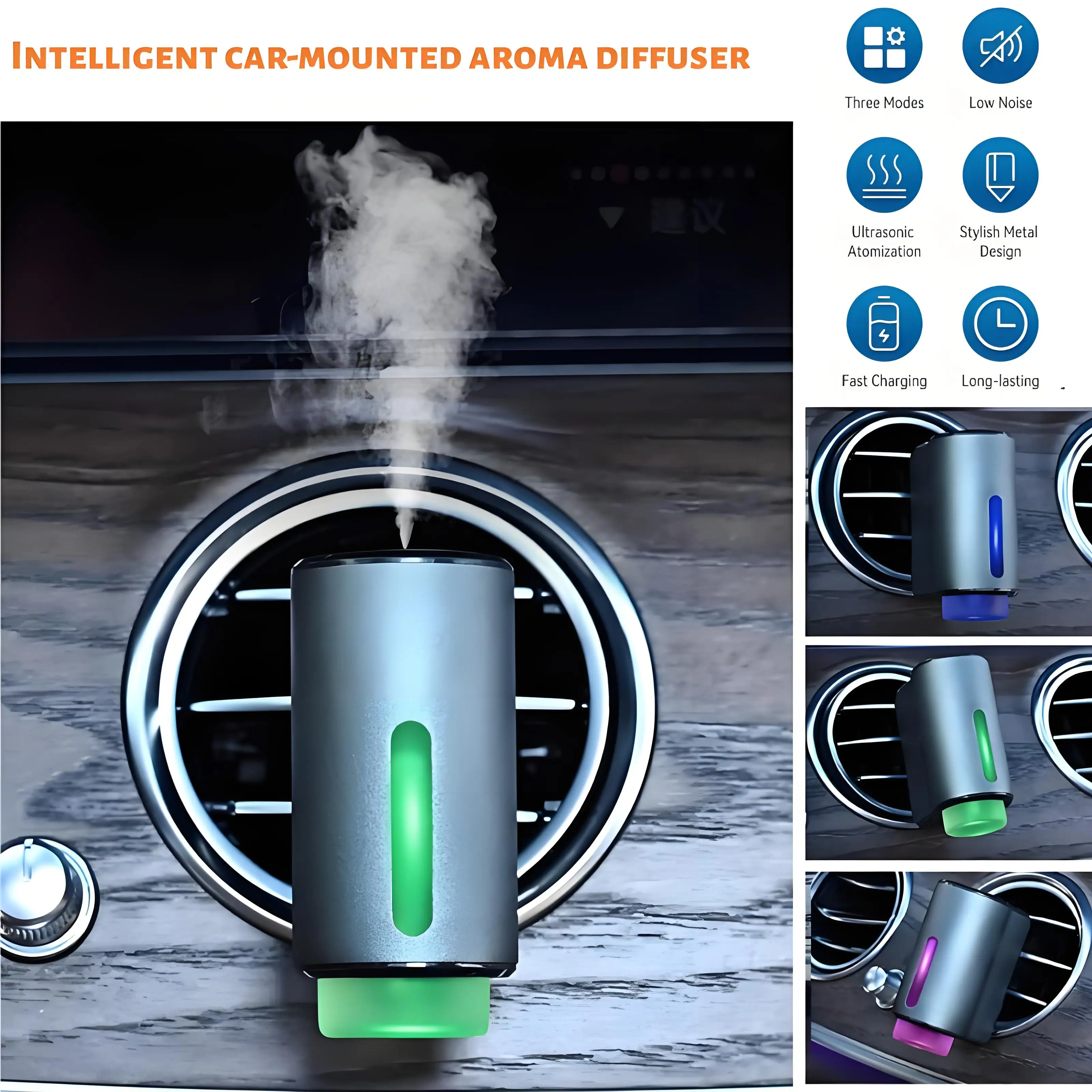 

Car Freshener Electric Auto Aroma Diffuser Car Air Vent Essential Oil Mist Humidifier Smart car aroma Diffuser Aromatherapy
