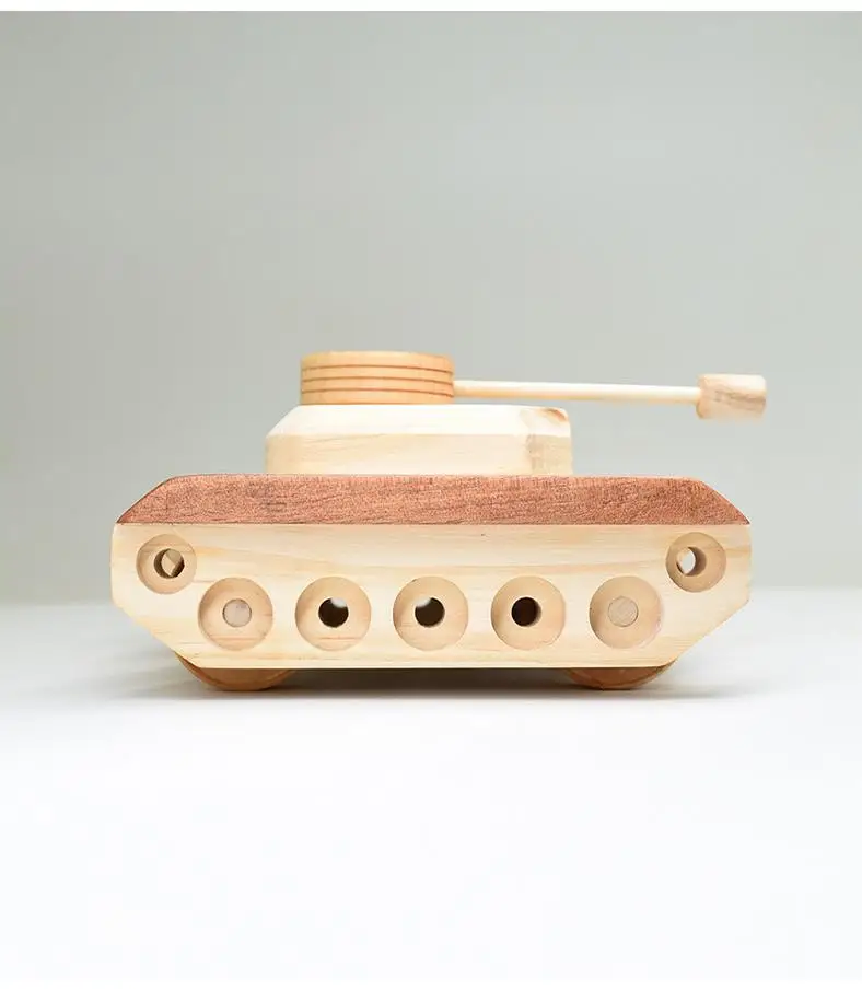 Creative early education educational children wooden toys DIY material bag tank pencil sharpener manual model