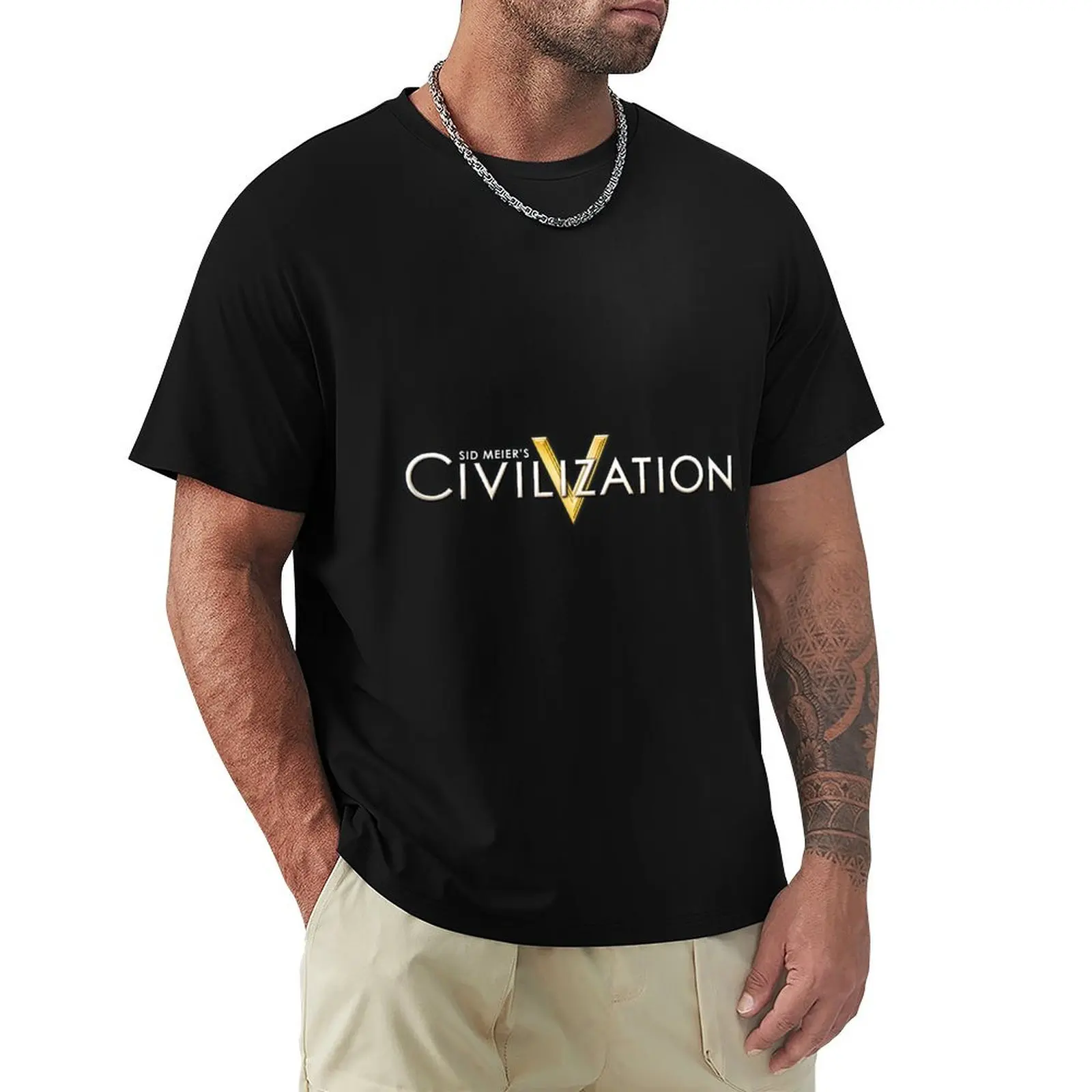 

Civilization V Logo T-Shirt blue archive Personalized t-shirt plain t shirts men