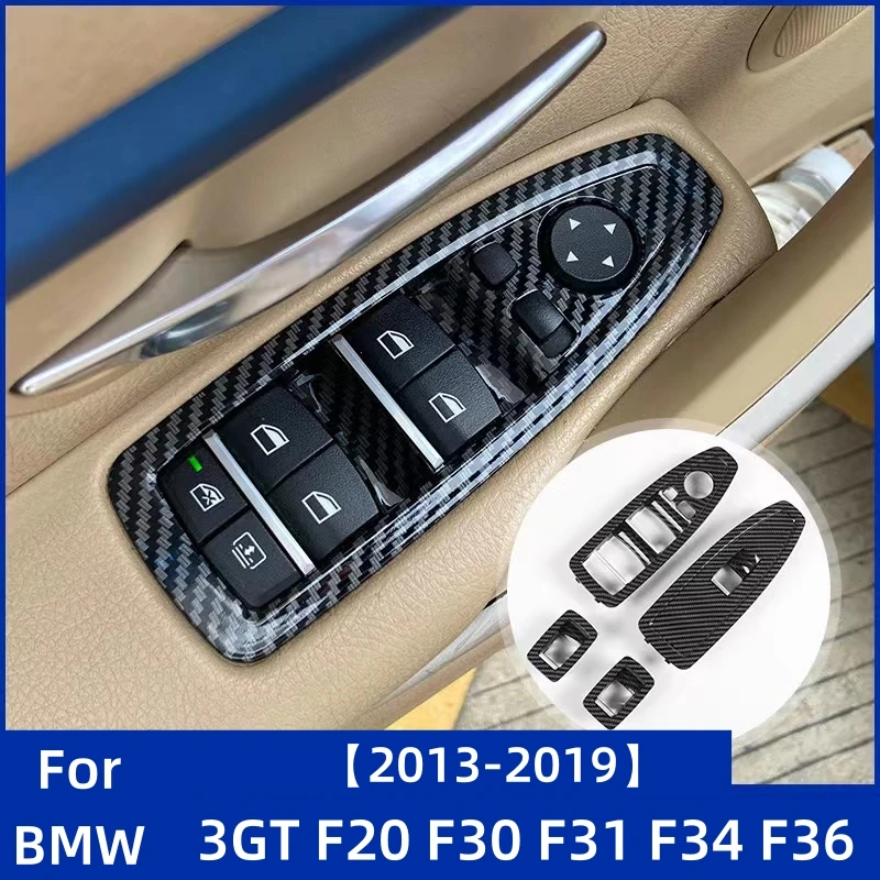 

Car Window Glass Lift Button Decoration Panel Trim Decoration Cover for BMW 1 3 Series 3GT F20 F30 F31 F34 F36 Carbon Fiber