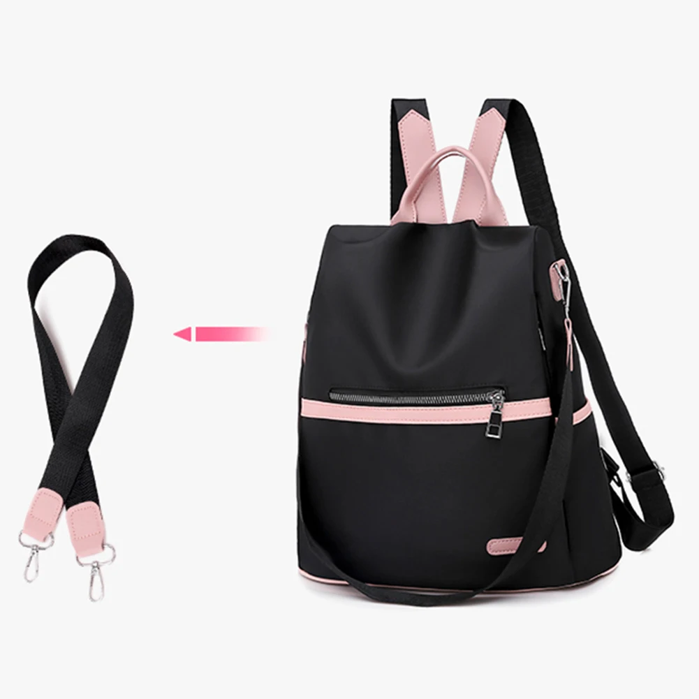 Women Multi-Function Backpack Ladies School Bag Retro Women Oxford Cloth Hit Color Anti-theft Backpacks Shoulder Bag