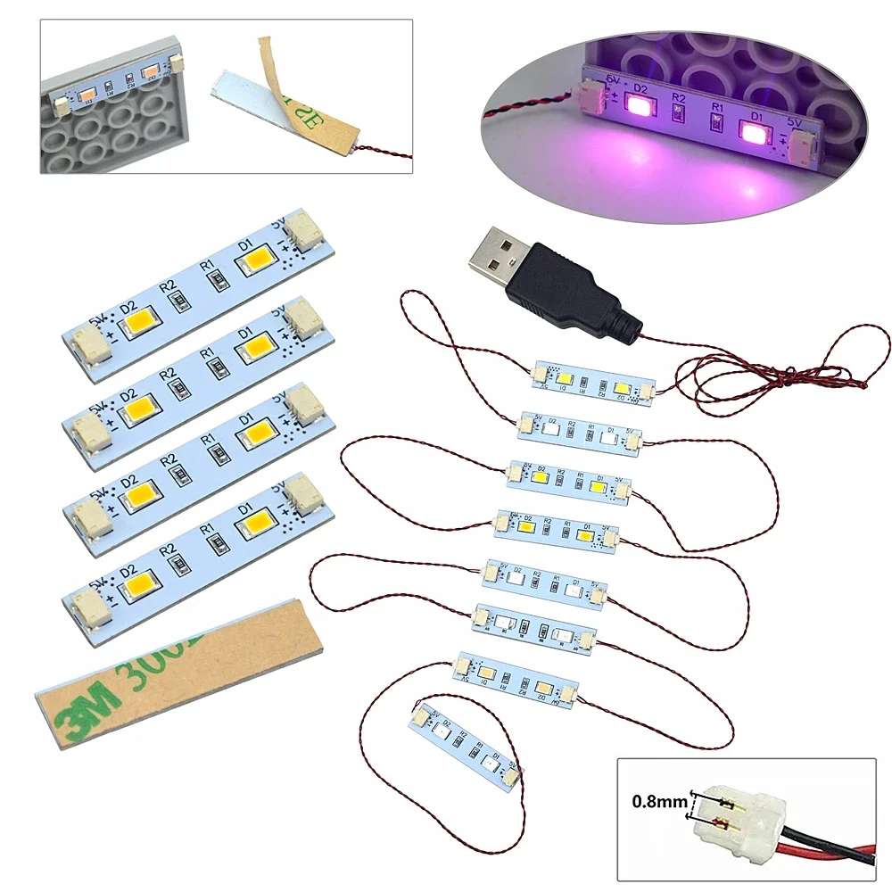 1X4 LED-Licht 0,8mm Pin Dünne Bausteine USB-Fernbedienung Blinkende Lampe Mehrfarbige Kombination Stadtstraßenbeleuchtung Spielzeug – Detail 2