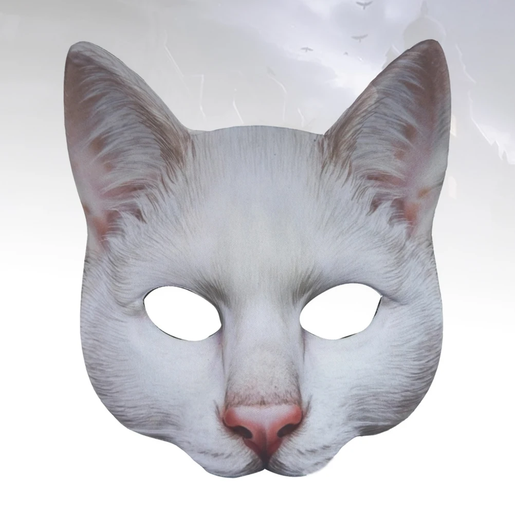 

Halloween Big Cat Mask Halloween Funny and Trick Toys Carnival Half Face Animal Mask Scary Costume Prop for Masquerade Party (Wh