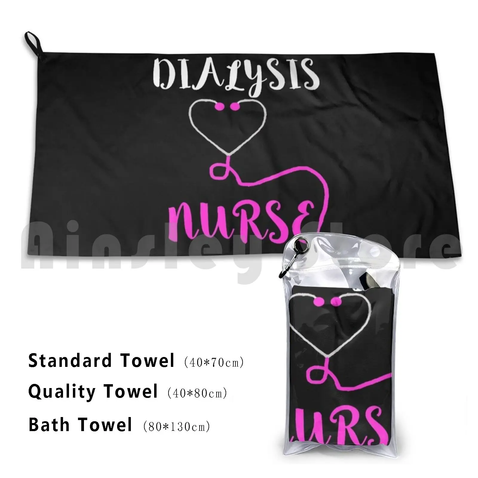 Dialysis Nurse Pink Stethoscope Nephrology Medicine Nursing Custom Towel Bath Towel Nurse Nursing Medicine