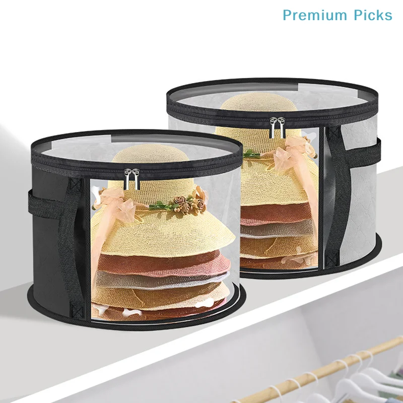 1pc Clear Portable Collapsible Hat Storage Organizer With Zipper, Large Front Window Design, Fabric Material, Hand Washable