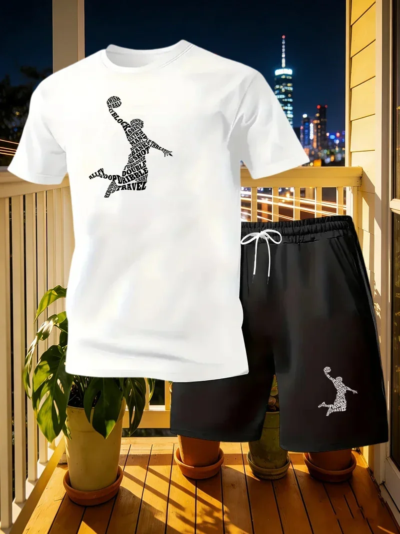 

Men's two-piece sportswear short sleeved T-shirt and pants set running and fitness sportswear 2026 summer big discount