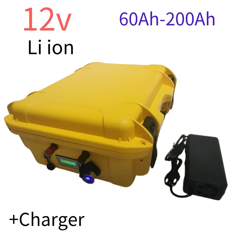 Rechargeable 12V 60Ah 80Ah 120Ah 150ah 180ah 200ah Lithium Ion Battery for Trolling Motor Boat Propeller+10A Charger