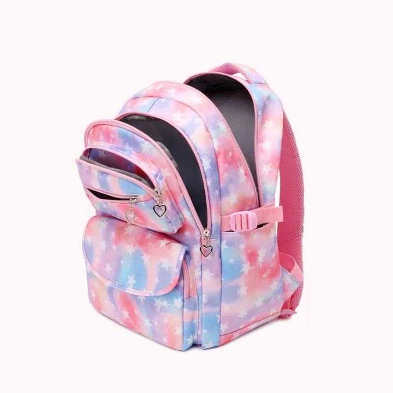 Backpack School Bag Set Primary Middle Schoolbags Star Print Waterproof Backpack Lightweight Spine Protector Girls School Bag