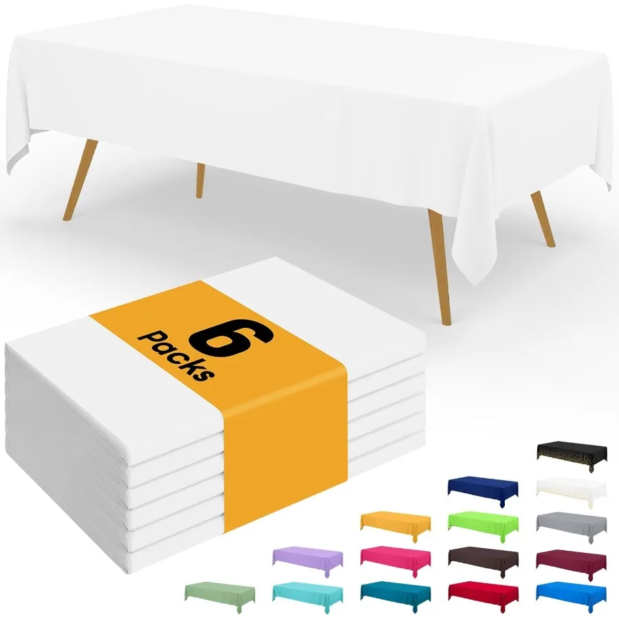 

Одноразовая скатерть, 6 упаковок, 54x108, Ih, водонепроницаемые прямоугольные скатерти для вечеринок, декоративная пластиковая крышка для стола, герметичная