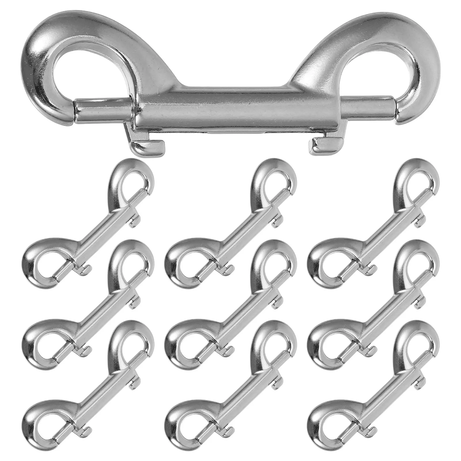 

10 Pcs Double Headed Dog Buckle Snap Hook Silver Metal Bolt Ended Clip Double Ended Clips Trigger Metal Hooks Dog