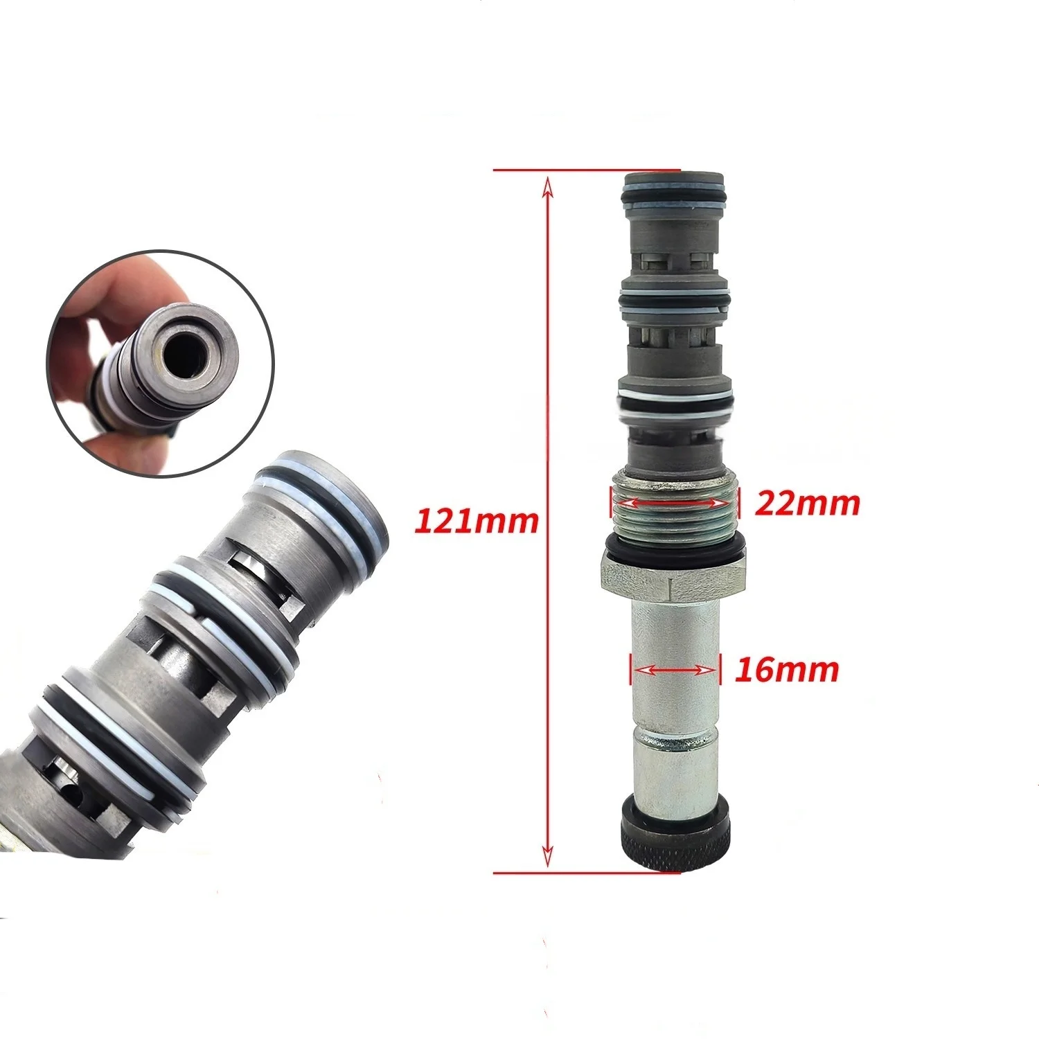 Applicable to Doosan Daewoo DH55 150 215 225 300-5/7/9 excavator pilot safety lock solenoid valve core 3-section long hole