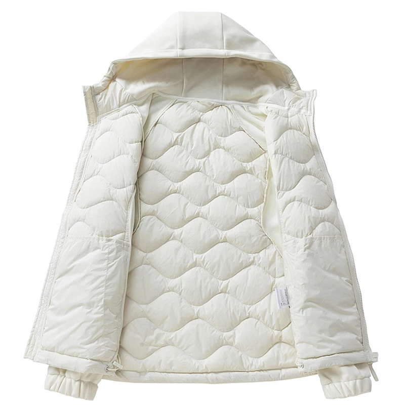 الرجال الأبيض بطة أسفل سترة دافئة مقنعين خفيفة الوزن للغاية Packable معطف الشتاء المياه والرياح مقاومة تنفس أسفل سترة #2