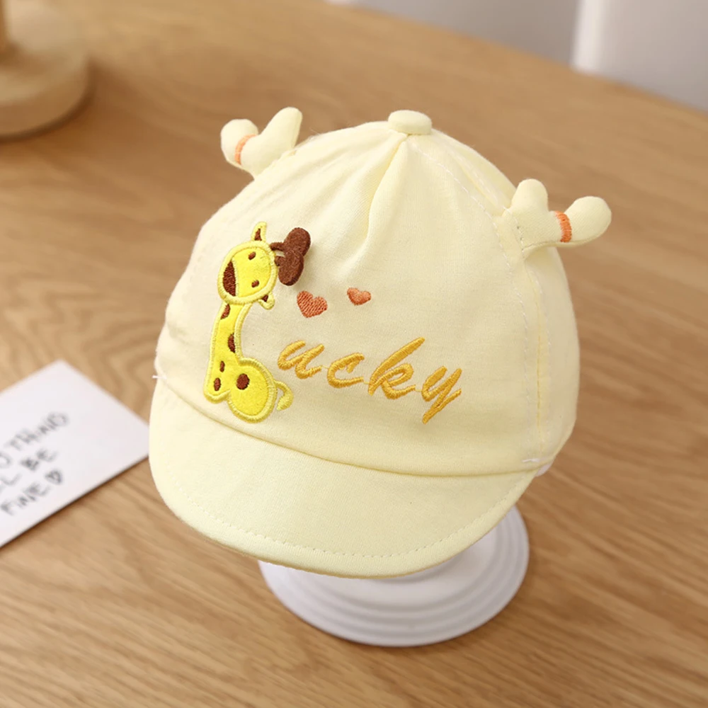 Cartoon Baby Hat Soft Spring Autumn Peaked Cap Lucky Giraffe Small Month Newborn Baby Baseball Cap For Kids 0-6 Month