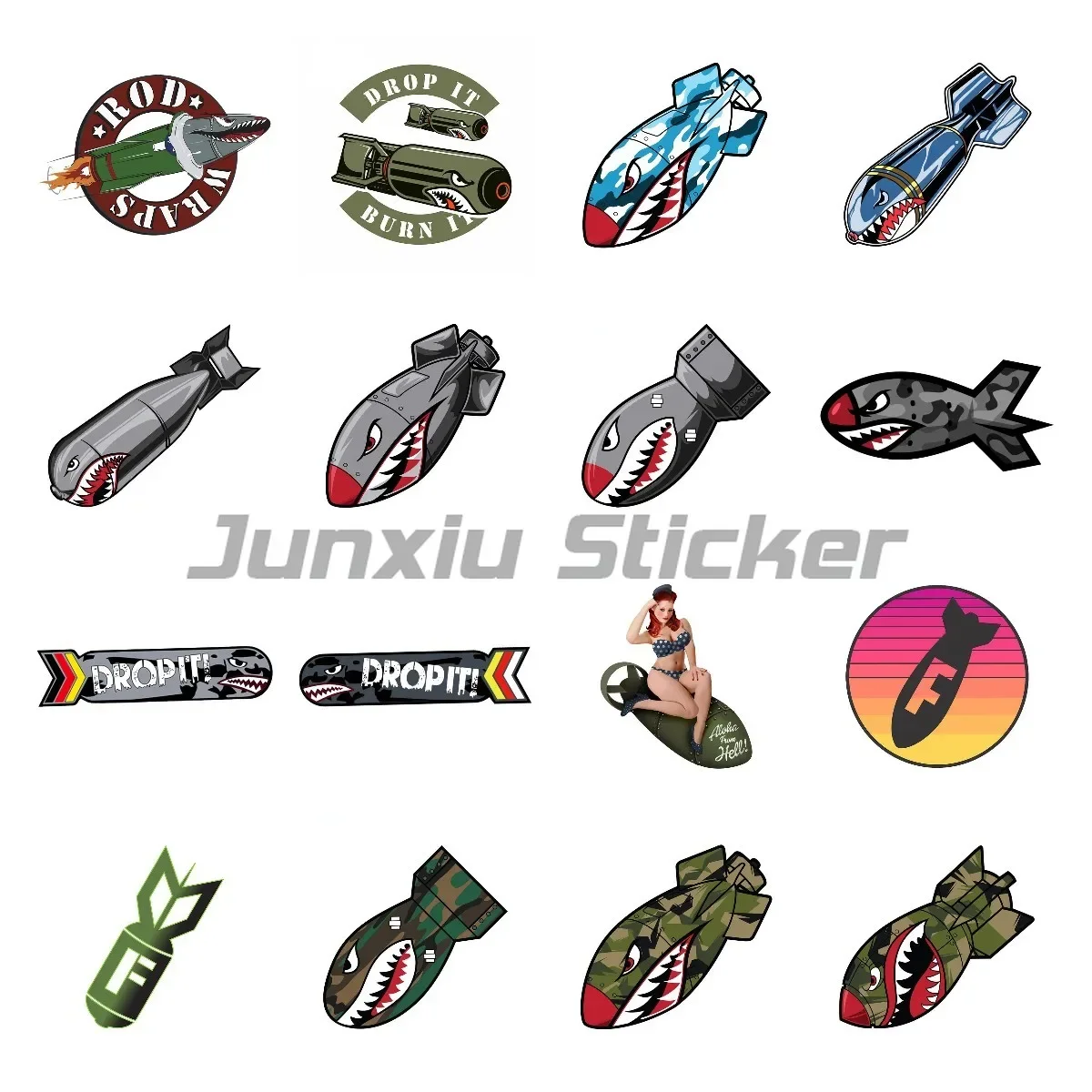 

Flying Tiger Bomb Funny Car Stickers Vinyl Laptop Waterproof Bumper Decals