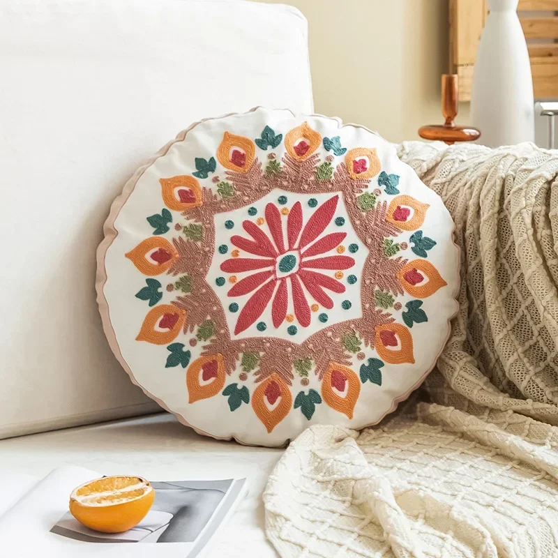 Ethnic Moroccan Style Round Throw Pillow Case Embroider Craft Unstuffed Seat Cushion Bay Window Homestay Decor Ottoman Covers