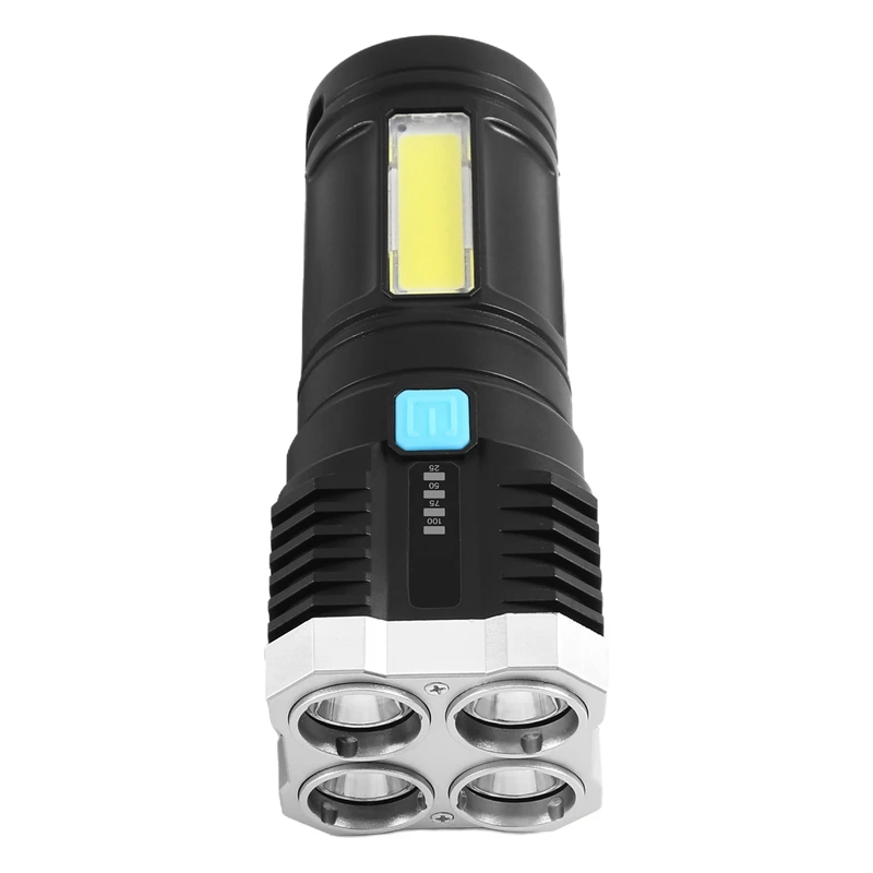 

4-Core Flashlight Super Bright Rechargeable Flashlight Multi LED Long-Range Spotlight COB Light For Outdoor Fishing