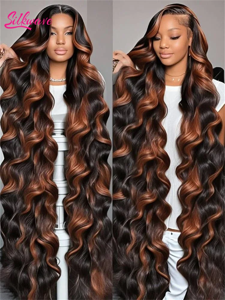 

Silkwave Ombre Highlight Body Wave 13x6 Hd Lace Frontal Human Hair Wig 1B/30 Black Brown Colored 13x4 Lace Front Wigs For Women