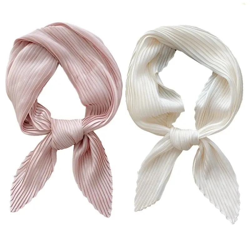 Pleated Crinkle Scarf Satin Hair Scarf Women\'s Large Hijab Wrinkle Shawl Scarves Square Skinny Neckerchief Decorative Headscarf