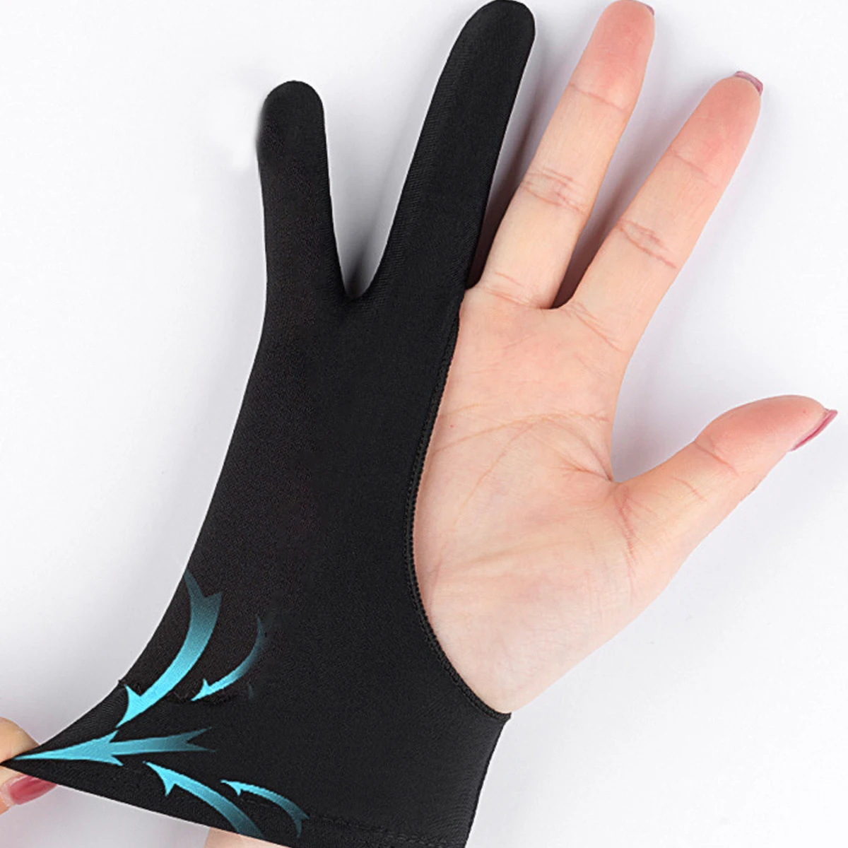 2-Finger Drawing Glove, Black Anti-Fouling Anti-Smudge Glove for Digital Art, Sketching, and Drawing
