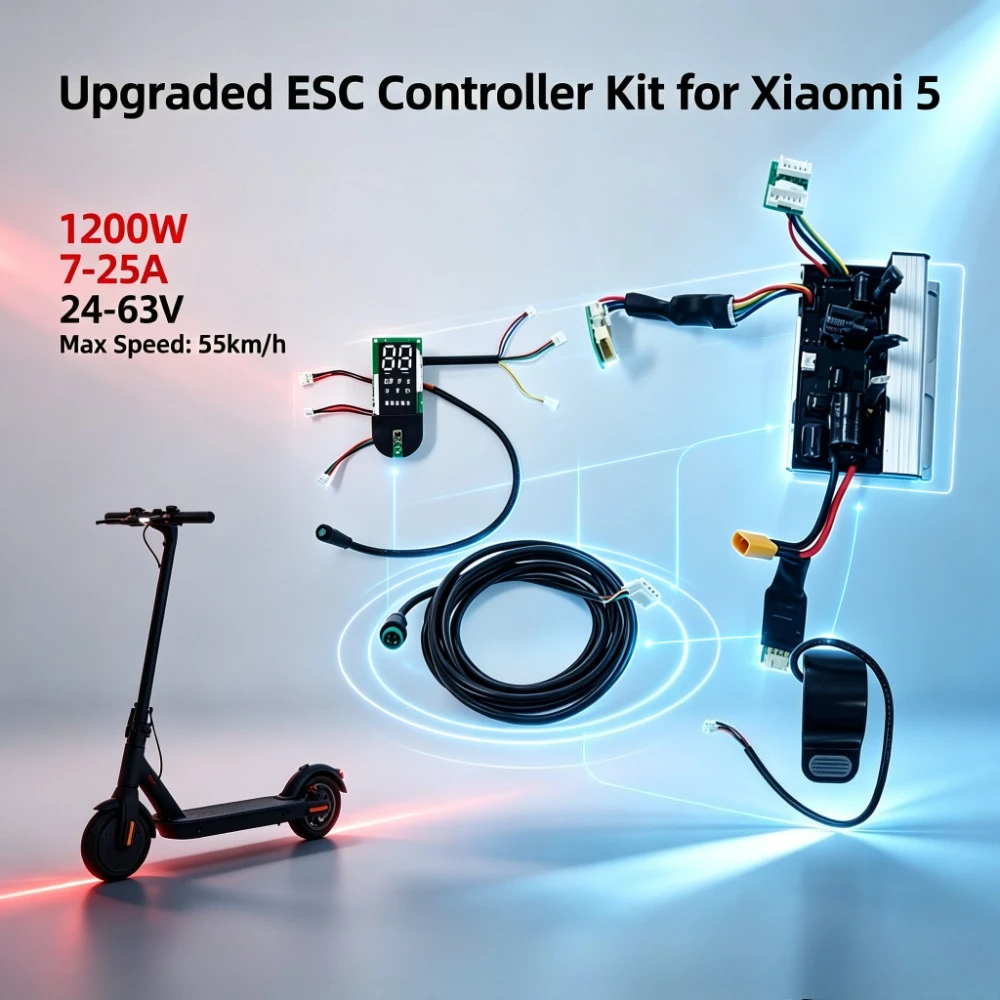 1200W Intelligentes Scooter-Controller-Set für Xiaomi 5 24V-63V 7A-25A Bluetooth Gsic Scooter APP-Steuerung Geschwindigkeit bis zu 55km/h