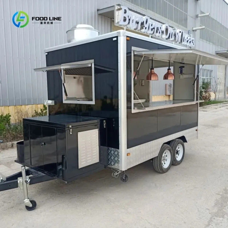 Remolque de camión de comida con llave en mano totalmente equipado, configuración de cocina móvil, servicio de comida comercial de alto rendimiento, Catering móvil