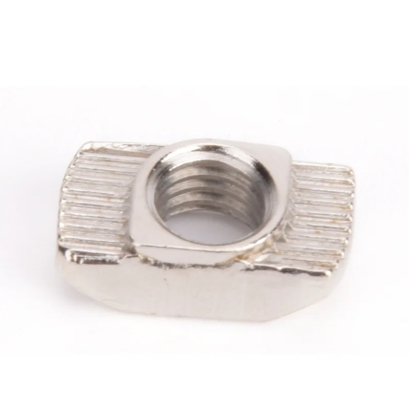 100 ชิ้น น็อตแบบ T-slot ชุบนิกเกิล เหล็กกล้าคาร์บอน ตัวล็อคแบบเลื่อน สำหรับโปรไฟล์อะลูมิเนียม (M8)