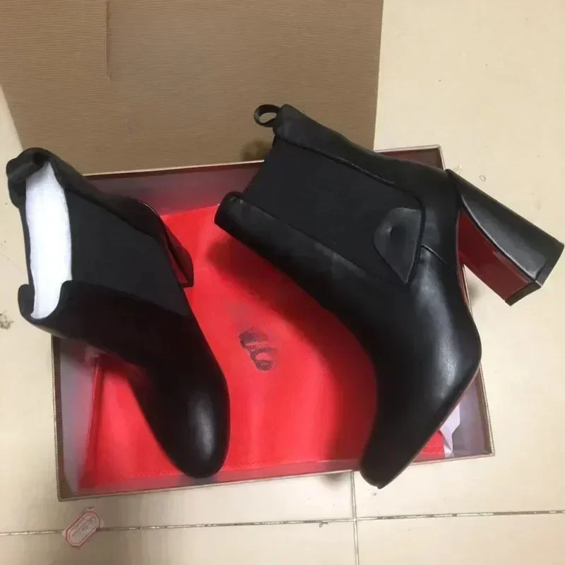 Botas sexy de cristal vermelho único para mulheres, sapatos de dedo apontado, botas modernas de festa, moda luxuosa, alta qualidade, outono