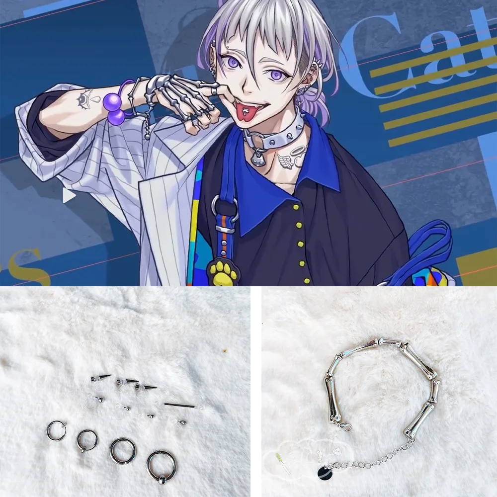 

Paradox Live Natsume Ryu Cos Finger Bracelet Ring Earrings Cosplay Clip Ear Pins Costume Anime Prop Jewelry Accessories