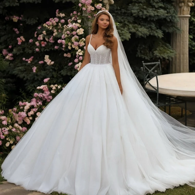 

Luxury White Dubai Arabic Mermaid Wedding Dresses Beading Tull Court Train Wedding Dress Bridal Gowns vestidos de