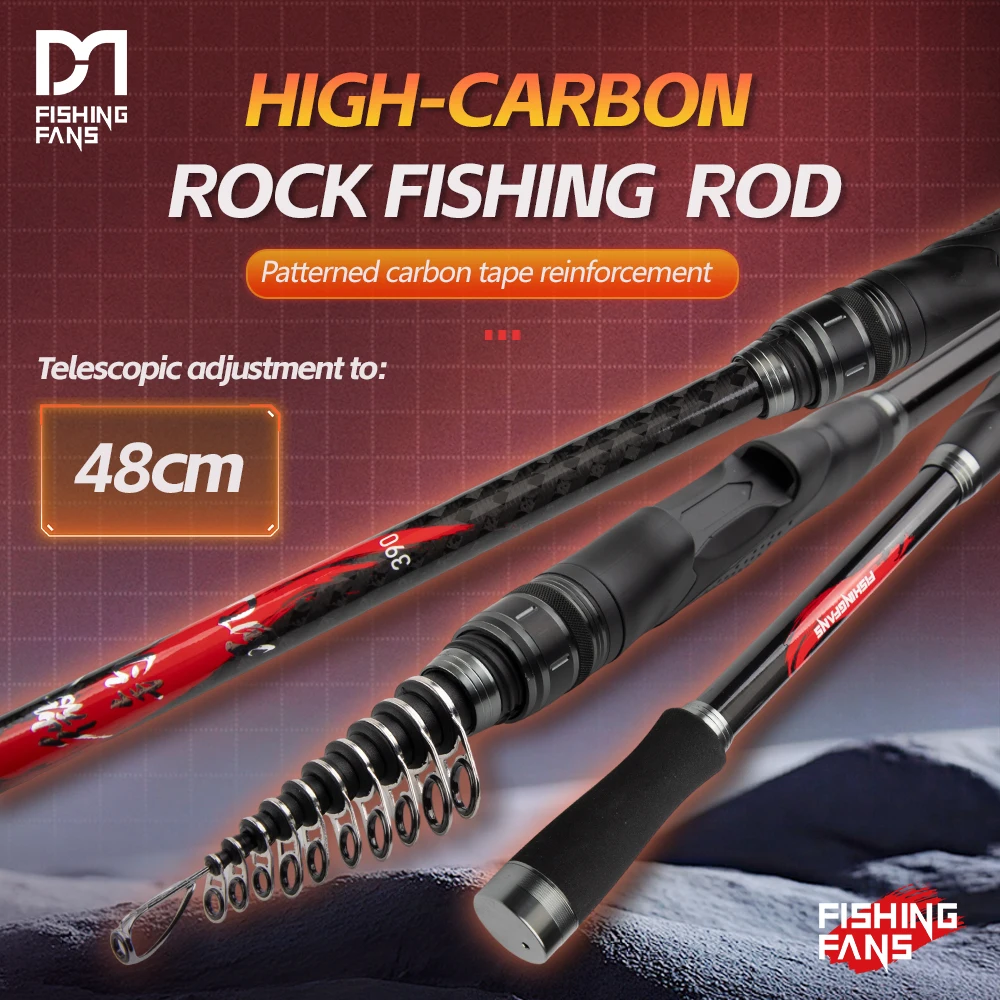 Caña de Pescar Telescópica FISHINGFANS de 3.6m, 3.9m, 4.2m, 4.5m para Pesca en la Playa, Spinning, Pesca en Roca y Pesca en el Mar