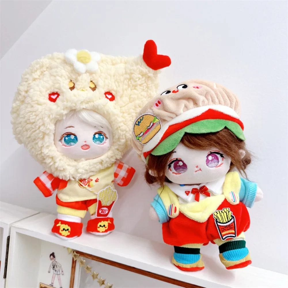 Cartoon 20cm Cotton Doll Food Clothes Fried Chicken Mini Cotton Doll Clothes Red Hamburg 20CM Cotton Doll Rompers Dress Up Toy