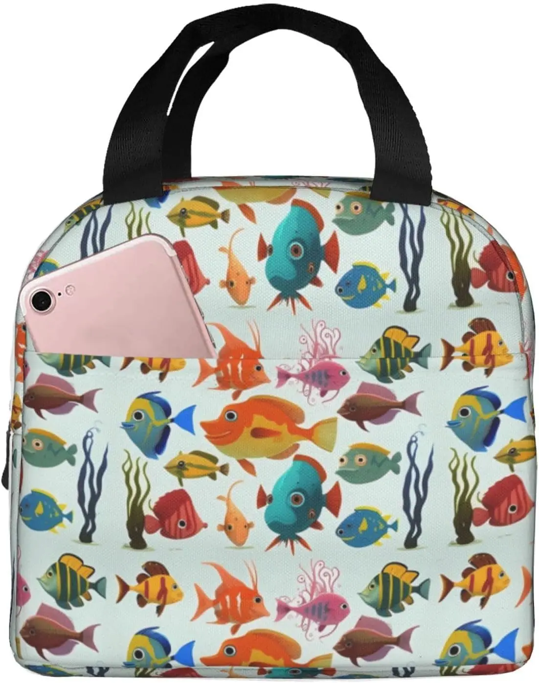 Submarine Fishs Cartoon Style Insulated Lunch Bag Thermal Freezable lunch Tote Waterproof Bento Lu nch Box Women Men Lun ch Tote