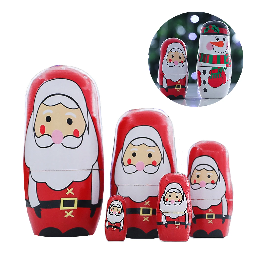 

Decorations Russian Stacking Toys Wood Santa Bamboo Christmas Nesting Wooden