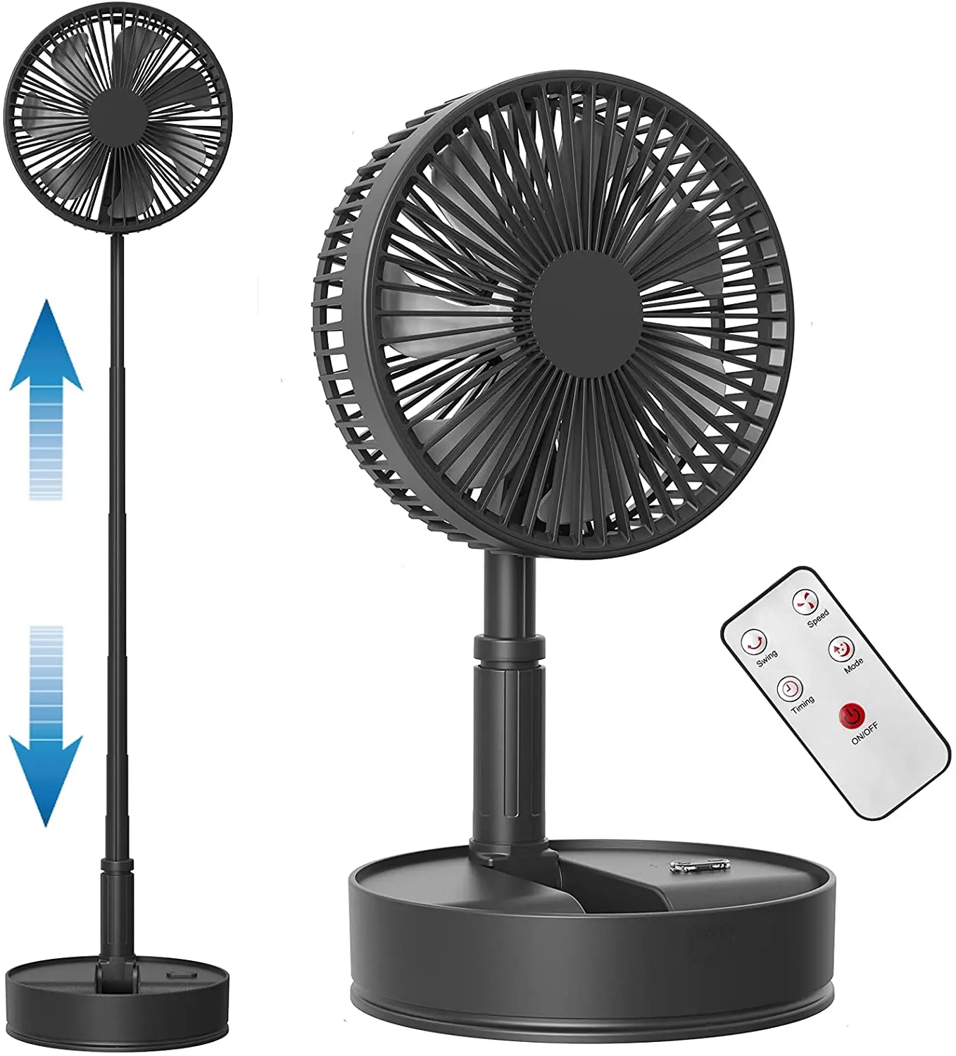 

7200mAh Rechargeable Battery Operated 8 Inch Folding Small Cooling Fan with Remote Control Timer Portable Pedestal Table Fans