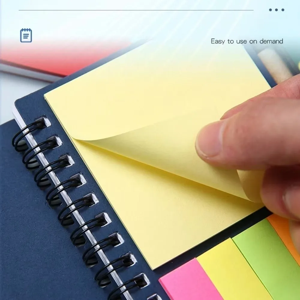 4팩 4.1x5.3인치 스프링 노트 세트, 스티커 메모, 펜 고리, 포켓 메모장, 색인 탭, 갈색 종이 커버, 줄 있는 저널