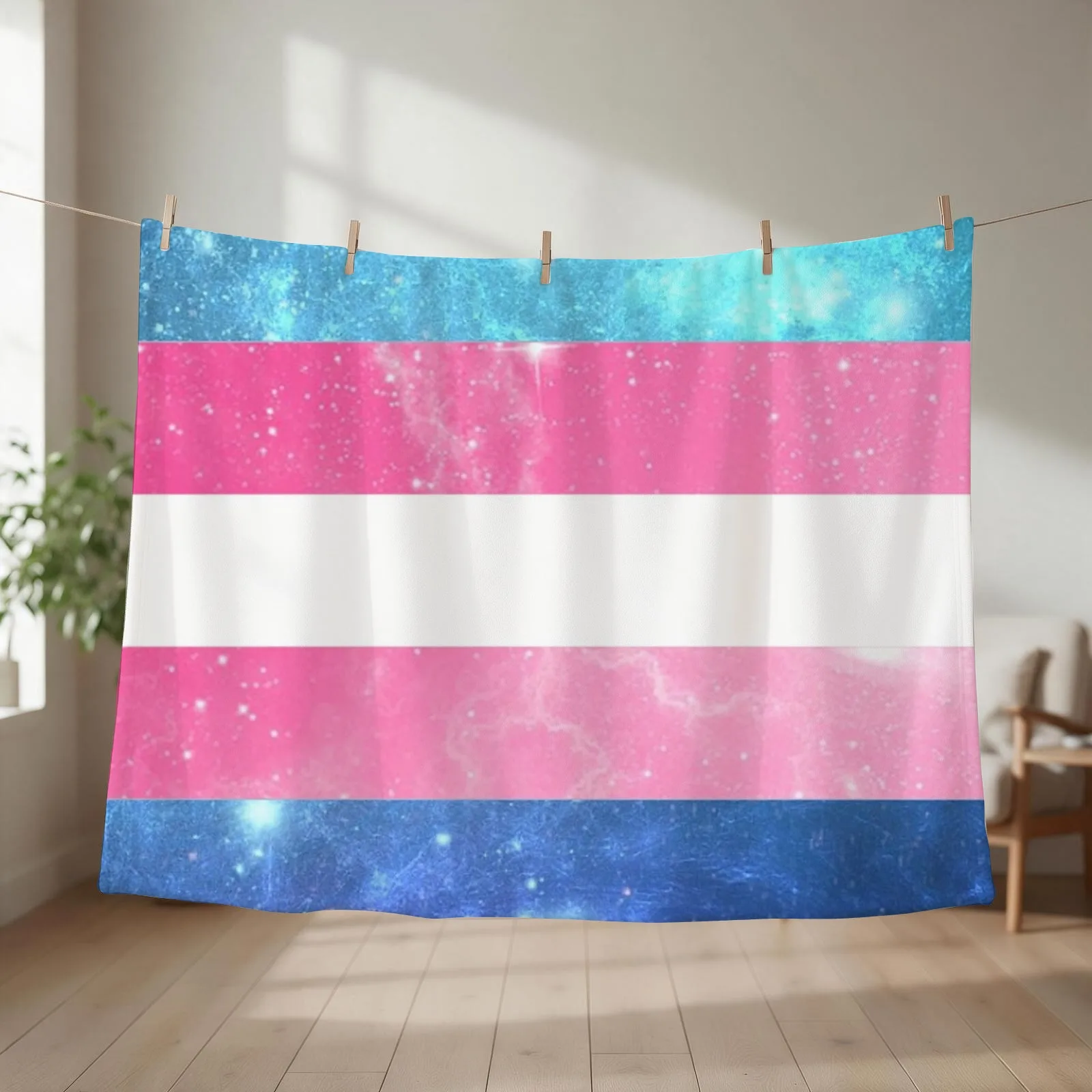 Trans Flag - LGBTQ Galaxy Throw Blanket couch cozy soft plush fuzzy picnic outdoor blanket