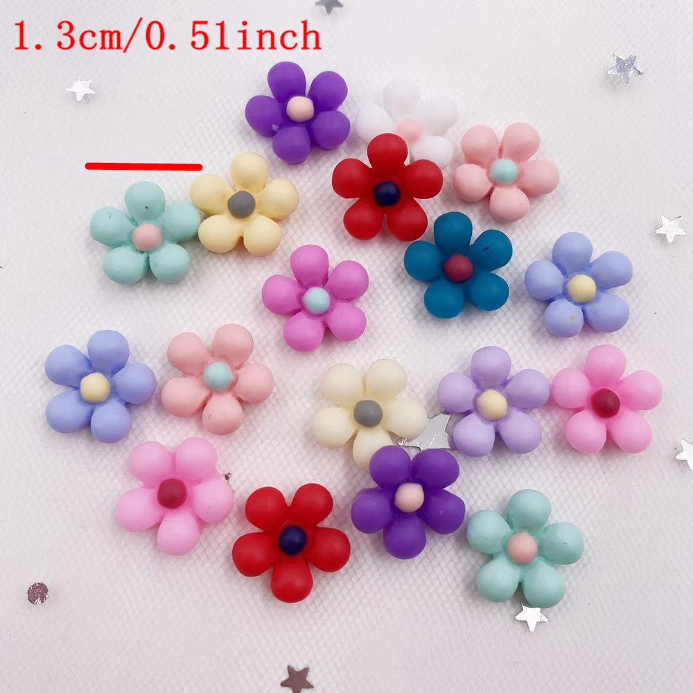 50Pcs Mix Resin 3D Colorful Kawaii Flower Flat back Stone Figurines Scrapbook DIY Hair Hoop Accessories Wedding Decor Crafts OF0