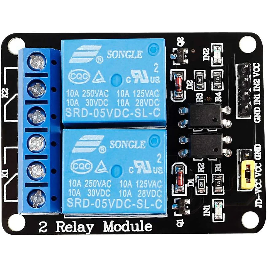 2 Channel DC 5V Relay Module with Optocoupler Low Level Trigger Expansion Board Compatible with Arduino R3 MEGA 2560 1280 DSP AR