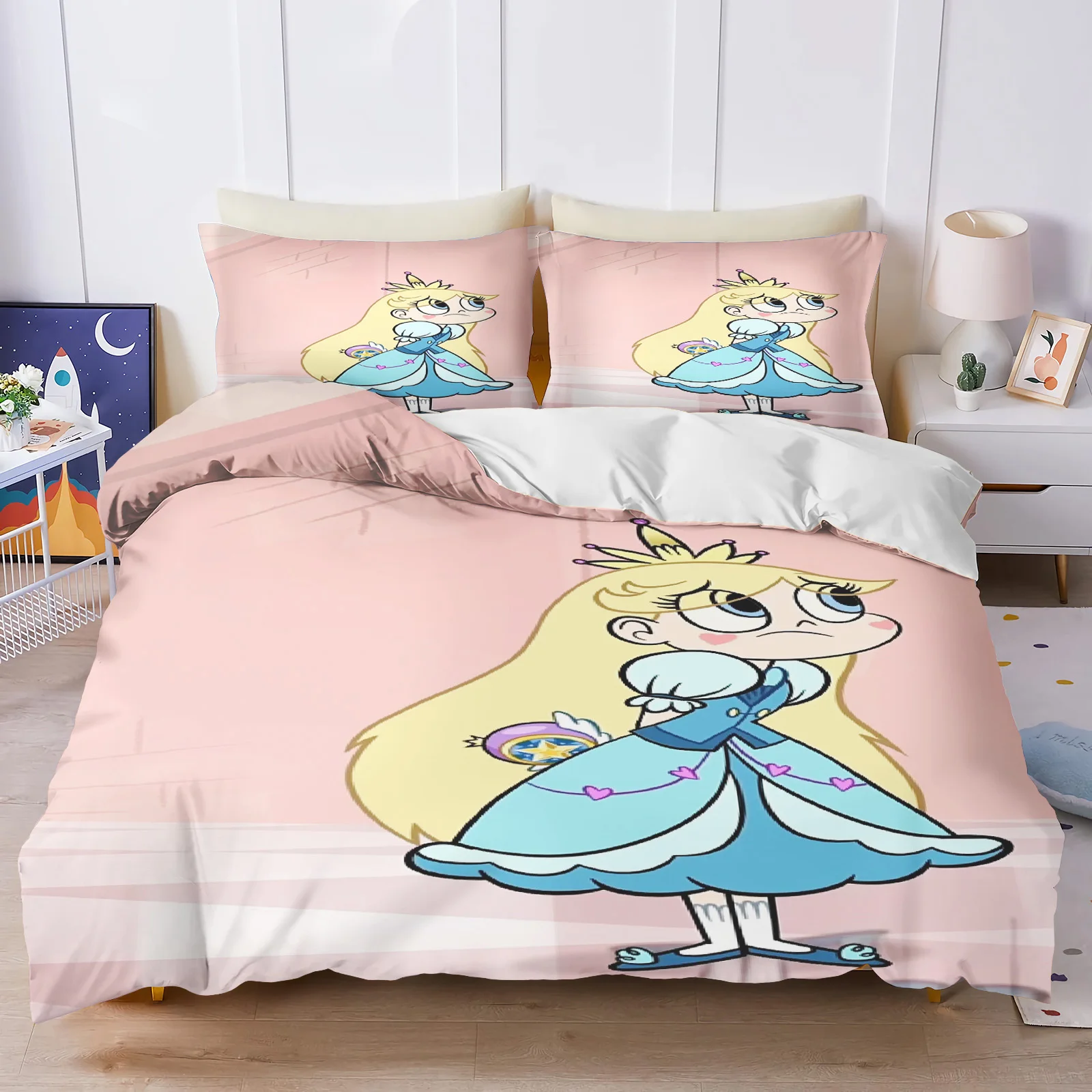 Star Butterfly Princess Anime Disney Bedding Set Duvet Cover 100% Polyester Suitable For Children And Adults 3-Piece Set