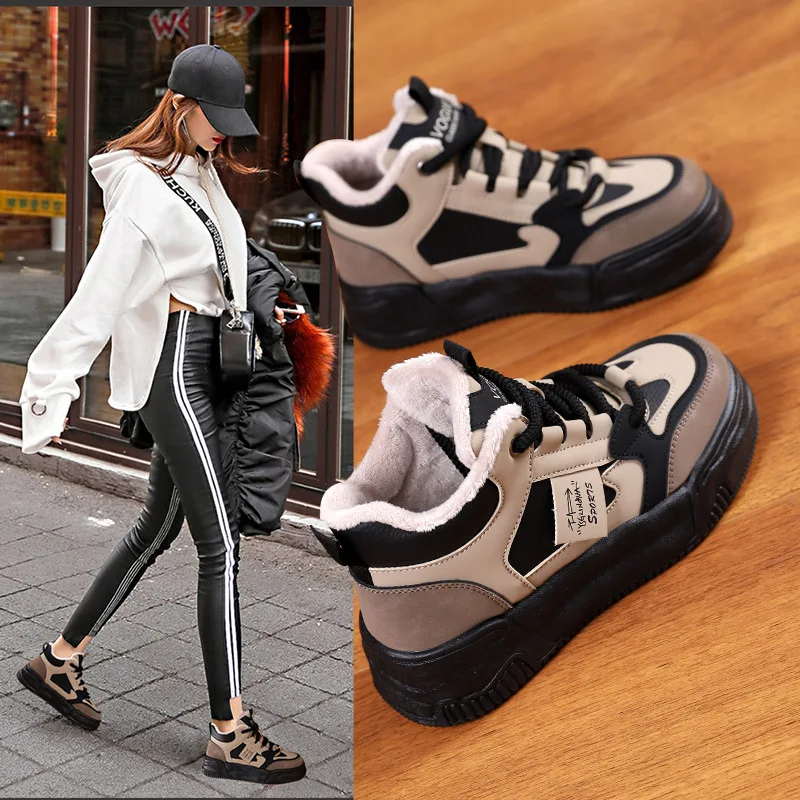 Hot Sellering Sale Plus Fleece Snow Boots Women 2024 New Thickened Non-slip High-top Cotton Shoes with Leisure Daddy Shoes