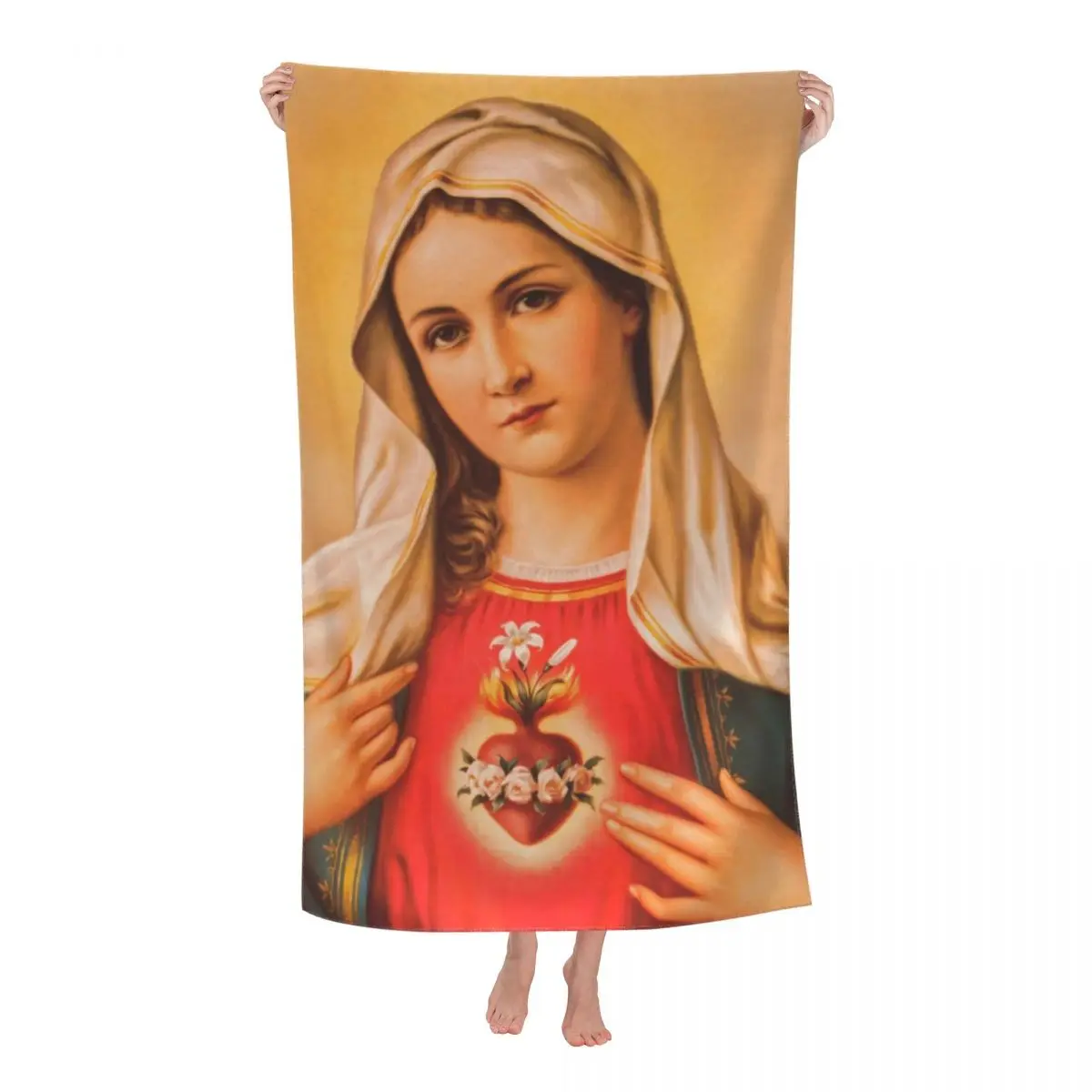 Catholic Quick Dry Microfiber Beach Towel Absorbent Religion Saint Jesus and Mary God Women Men Travel Home Decor Bath Towels