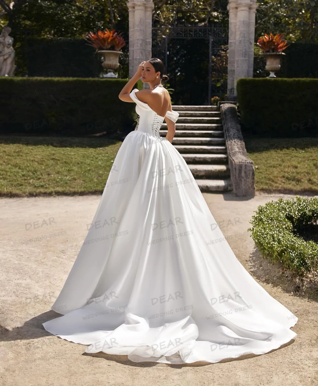 Simple Sexy Wedding Dresses Women's A Line Sleeveless Backless Off Shoulder Sweetheart Bridal Gowns Robe De Mariée Customized