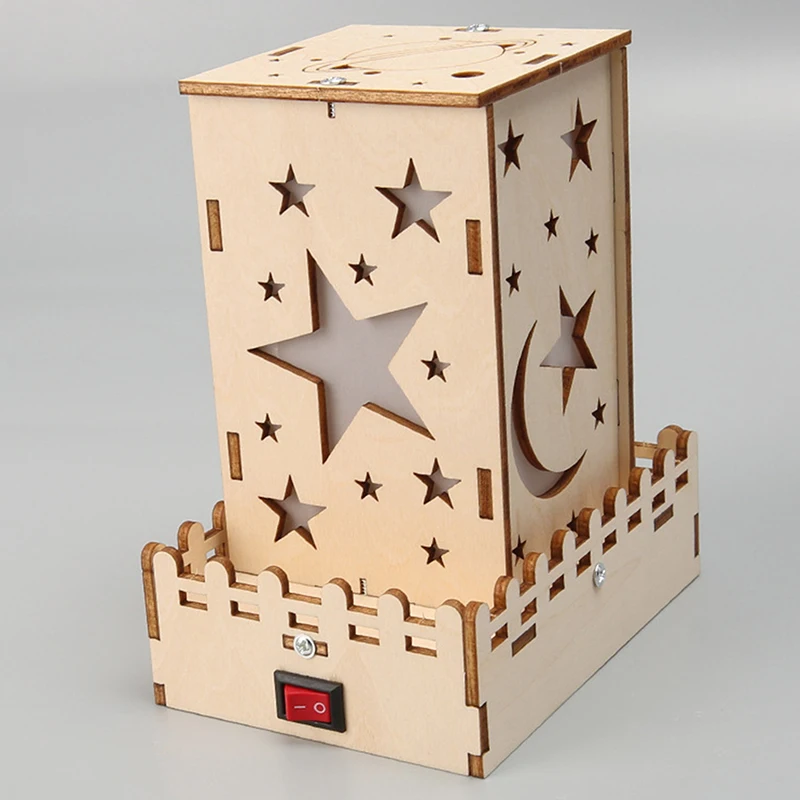 Wooden Colorful Star Lights 3D Puzzle DIY Science Building Educational Assembly Model Toy