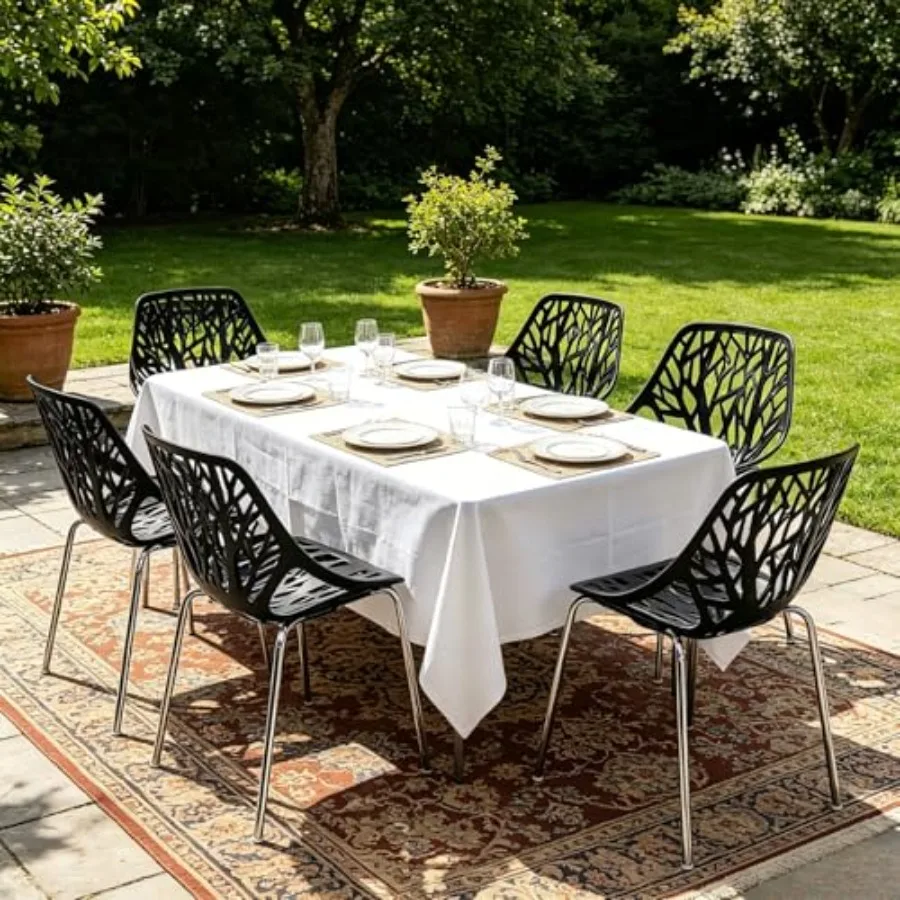 Stackable Dining Chairs Set of 4, 3-Step Assembly, 350LBS