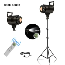 Bowens-調光可能なビデオスタジオ写真ライトキット、LEDランプ、2m三脚、フラッシュ、新年の照明、3000-6000k、3色、100w